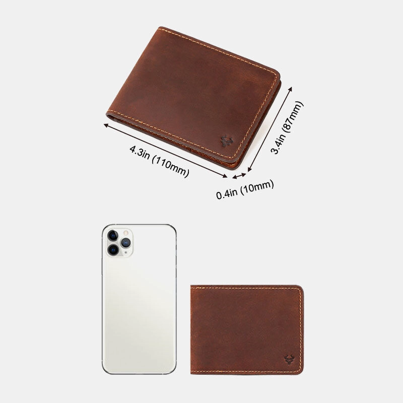 Men Genuine Leather RFID Anti-theft Foldable Retro Business Ultra-thin Card Holder Wallet