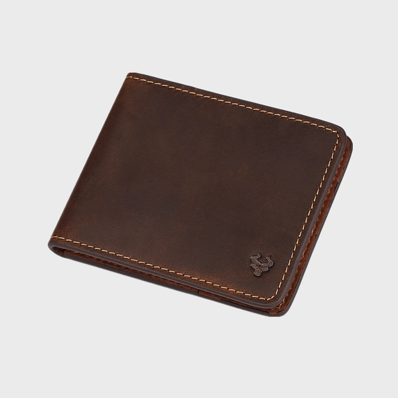 Men Genuine Leather RFID Anti-theft Foldable Retro Business Ultra-thin Card Holder Wallet