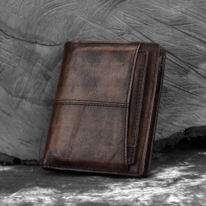 Men Genuine Leather RFID Anti-theft Made-old Business Retro Multi-slot Card Holder Wallet