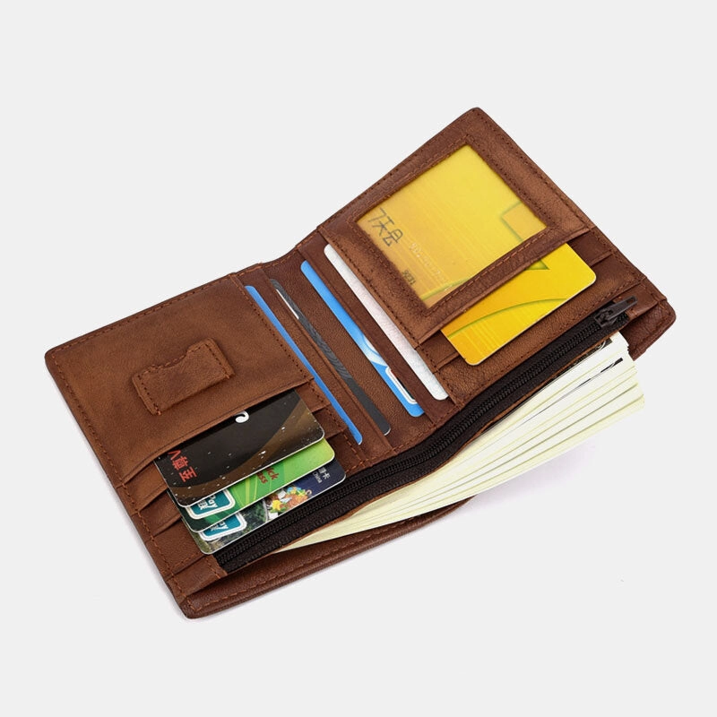 Men Genuine Leather RFID Anti-theft Made-old Business Retro Multi-slot Card Holder Wallet