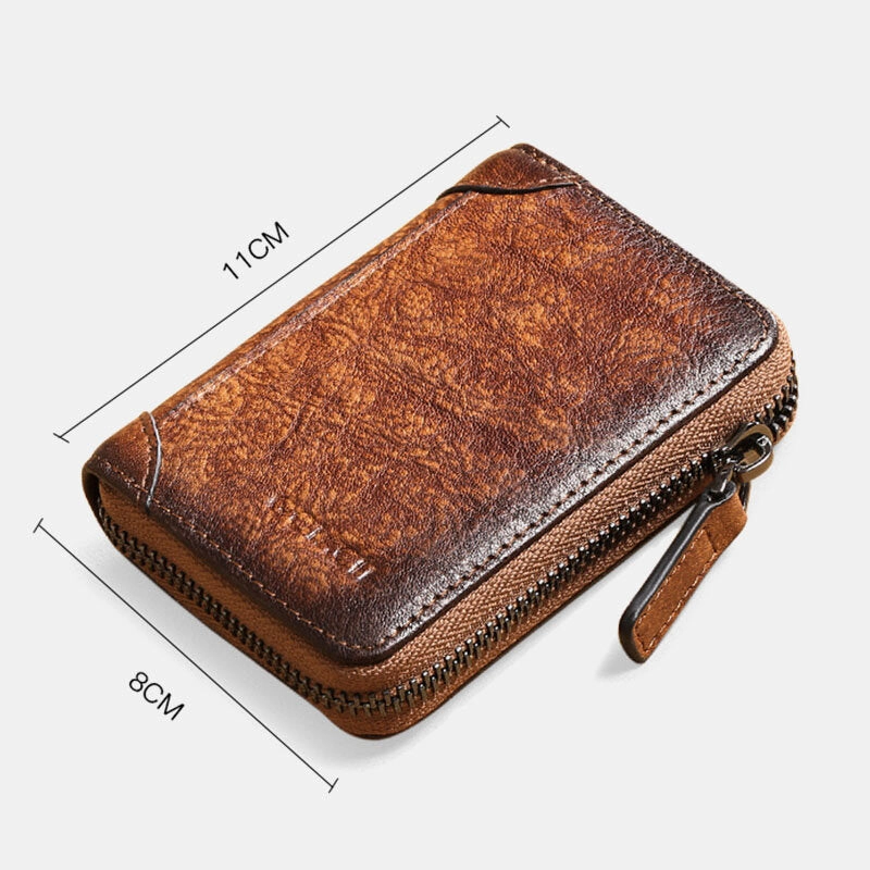 Men Genuine Leather RFID Anti-theft Multi-slot Retro Large Capacity Foldable Card Holder Wallet