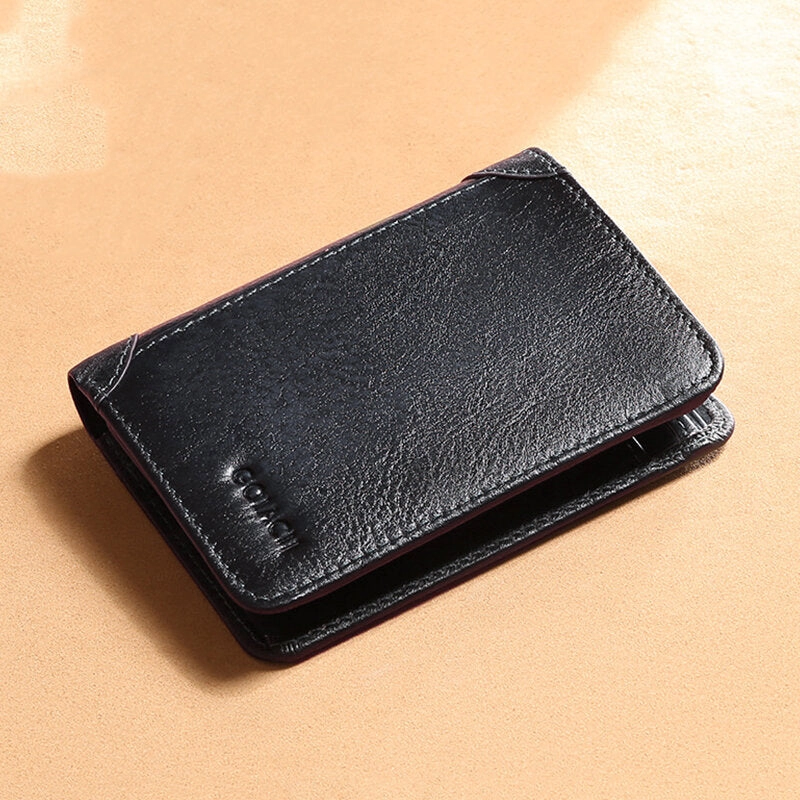 Men Genuine Leather RFID Anti-theft Multifunction Retro Large Capacity Foldable Card Holder Wallet