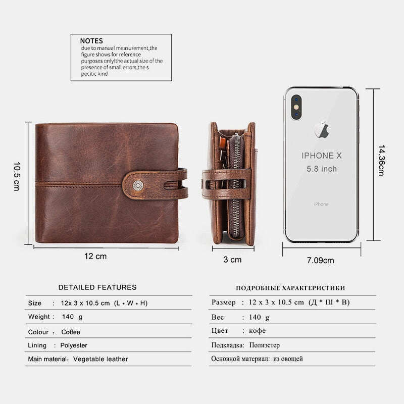Men Genuine Leather RFID Anti-theft Retro Business Multi Card Slot Leather Card Holder Wallet