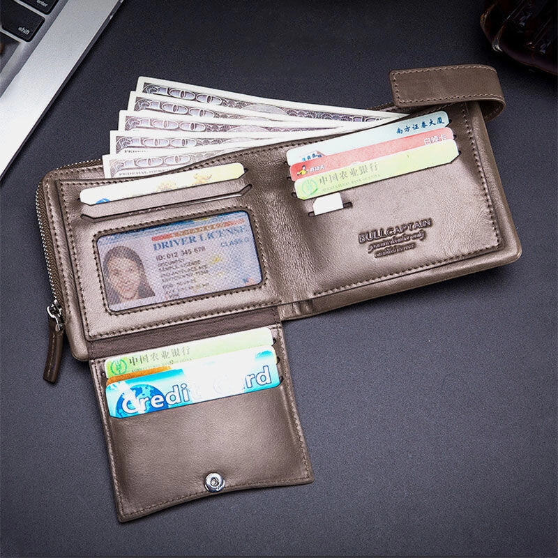 Men Genuine Leather RFID Anti-theftRetro Business Multi Card Slot Leather Card Holder Wallet