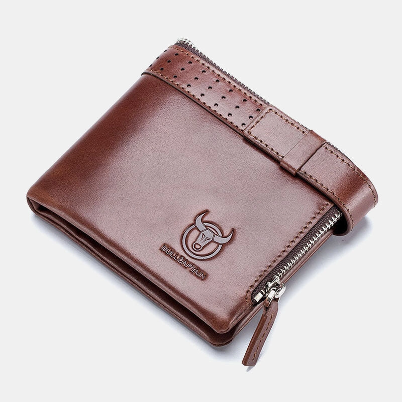 Men Genuine Leather RFID Anti-theftRetro Business Multi Card Slot Leather Card Holder Wallet