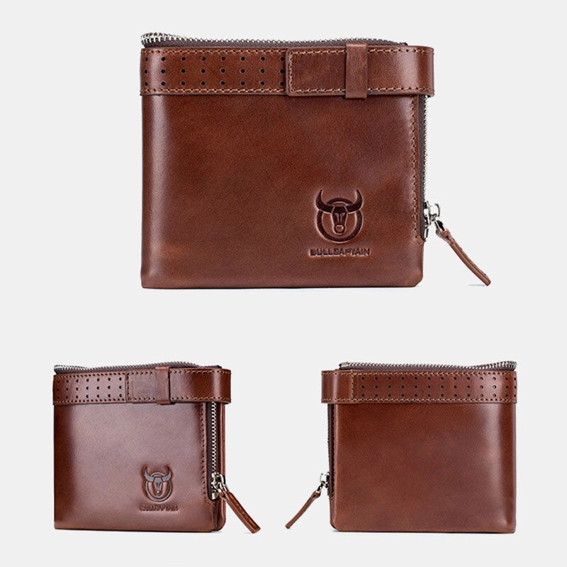 Men Genuine Leather RFID Anti-theftRetro Business Multi Card Slot Leather Card Holder Wallet