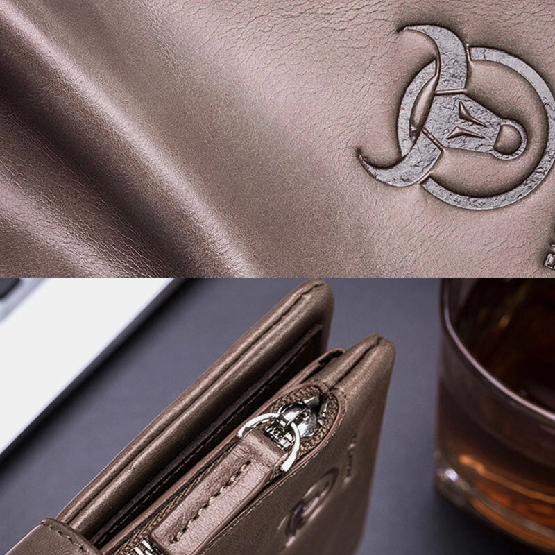 Men Genuine Leather RFID Anti-theftRetro Business Multi Card Slot Leather Card Holder Wallet