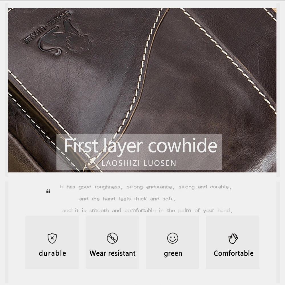 Men Genuine Leather Wear-resistant Large Capacity Vintage Cowhide Crossbody Bags Shoulder Bag Single Bag