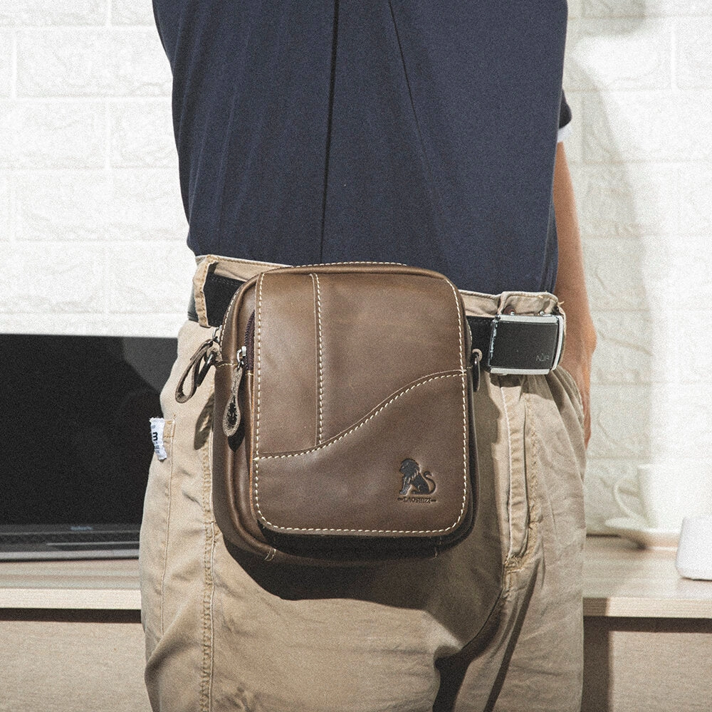 Men Genuine Leather Wear-resistant Large Capacity Vintage Cowhide Crossbody Bags Shoulder Bag Single Bag