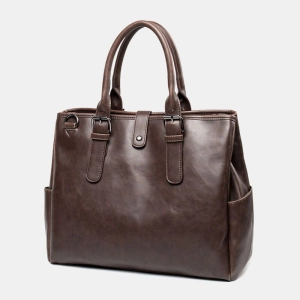 Men Large Capacity Waterproof Briefcase Handbag Retro 14 Inch Laptop Bag Crossbody Bag Shoulder Bag