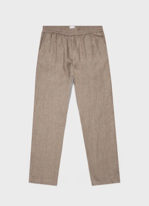 Men's Linen Drawstring Trouser in Dark Sand