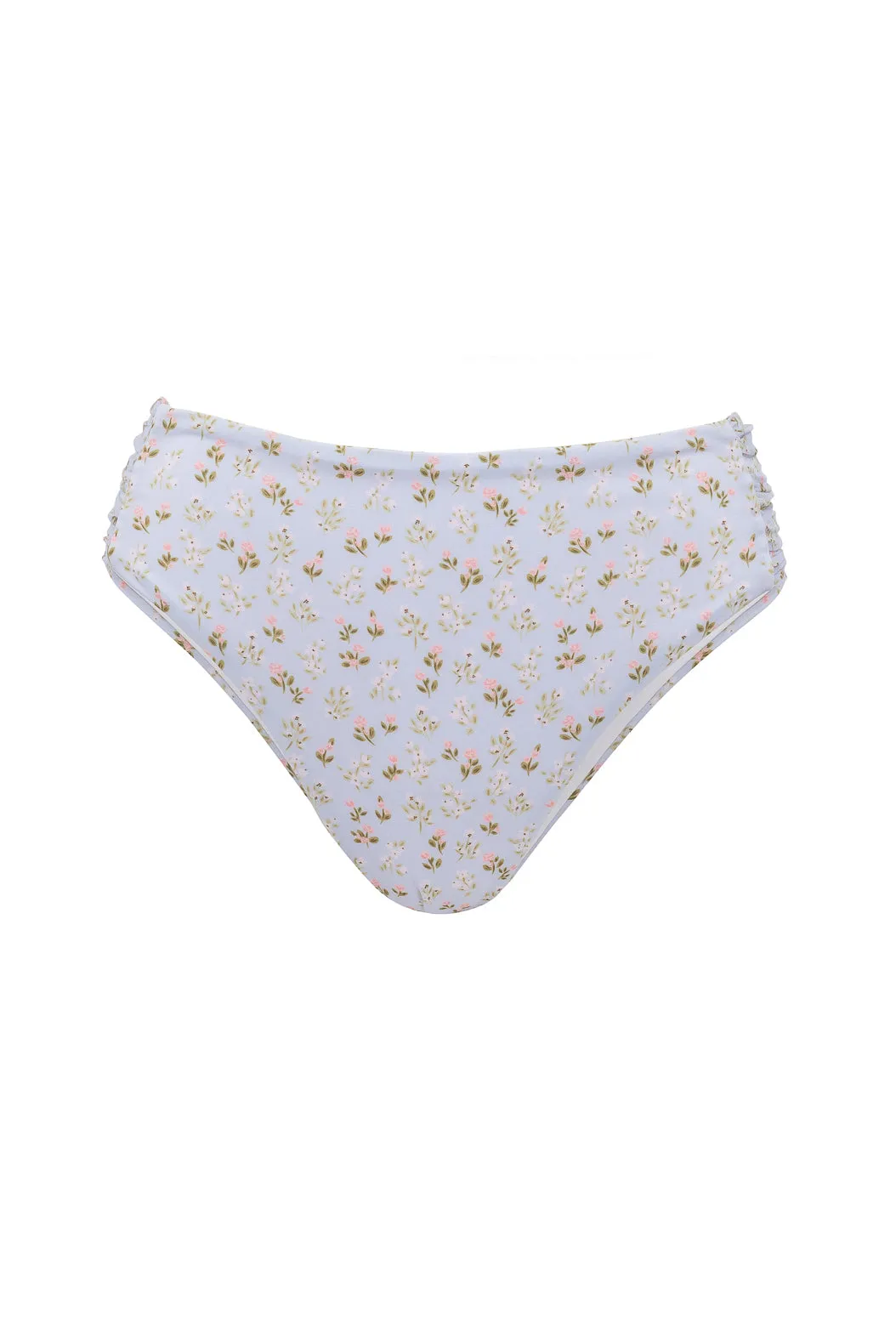 Mid Rise Ruched Bottom in Blue Ditsy Floral