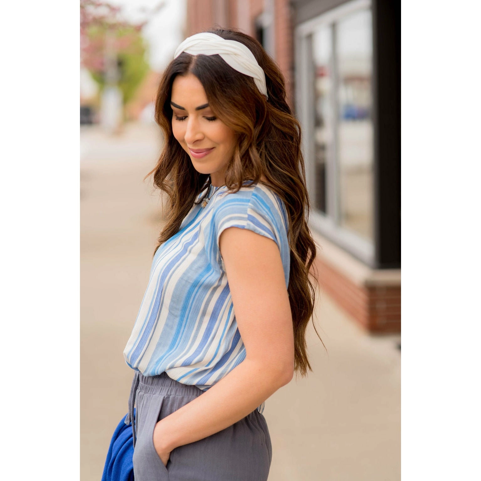 Multi Striped V Back Tee