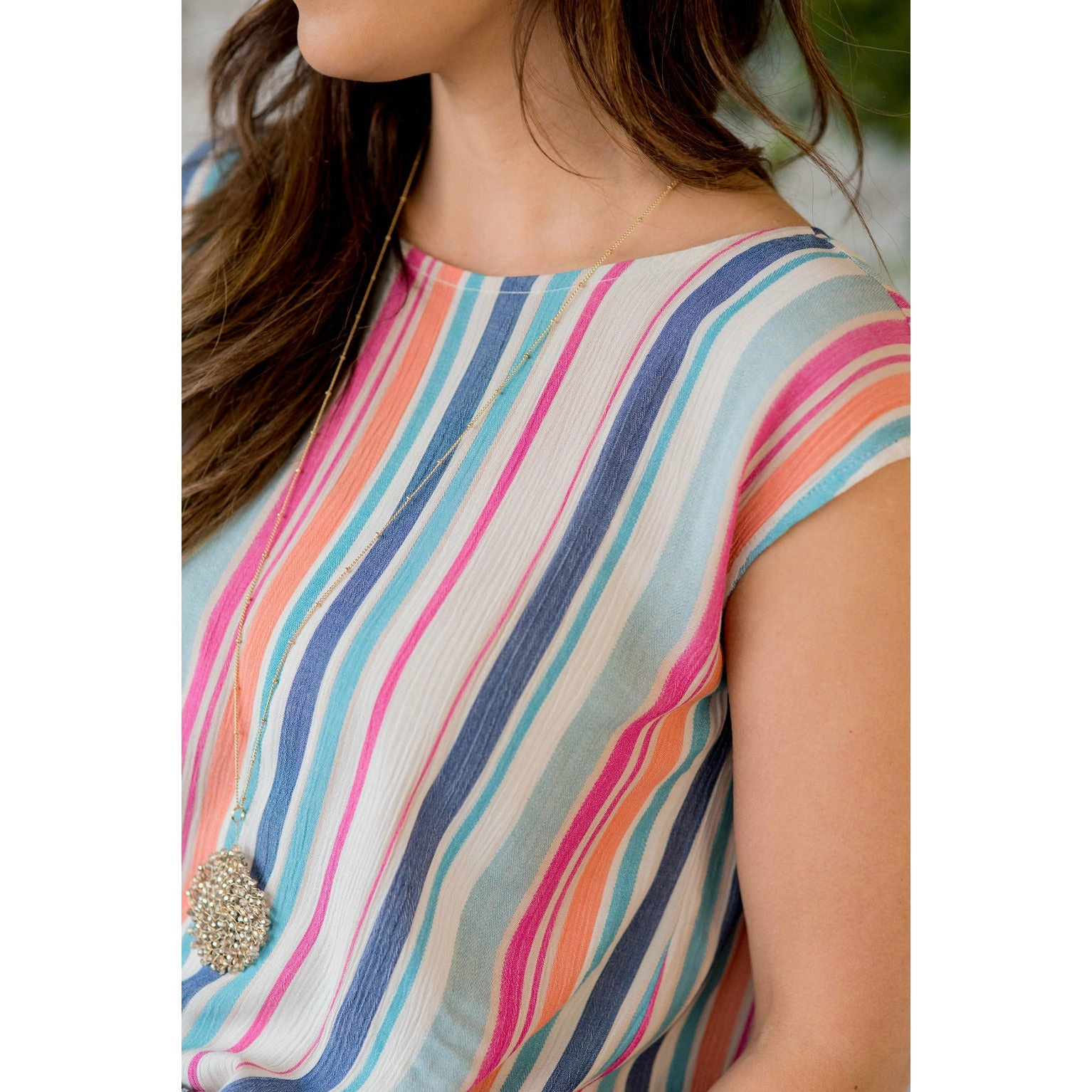 Multi Striped V Back Tee