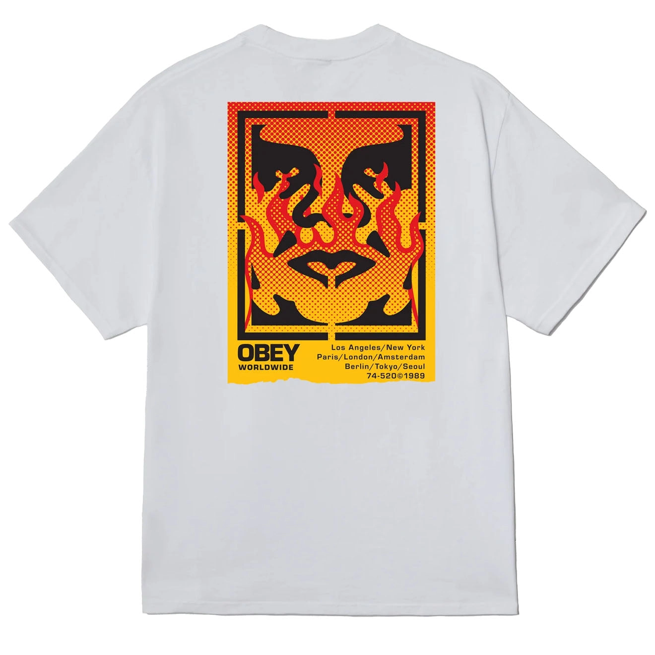 Obey Icon Stencil Flame White