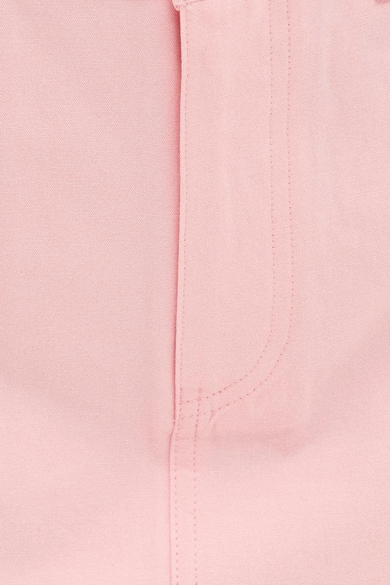 Pink Cargo Skirt Mini Mid Rise