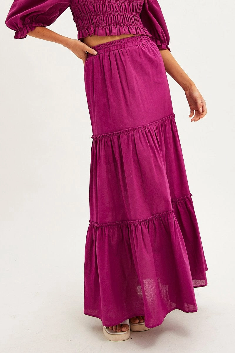 Purple Maxi Skirt Tiered