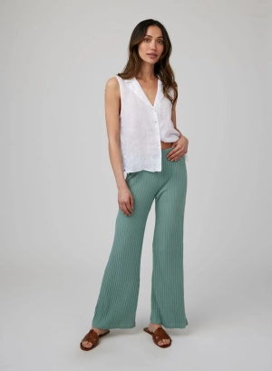 Ribbed Wide Leg Pant -  Clean Sage