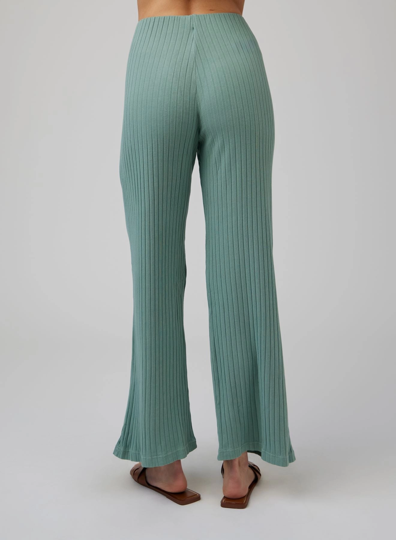 Ribbed Wide Leg Pant -  Clean Sage