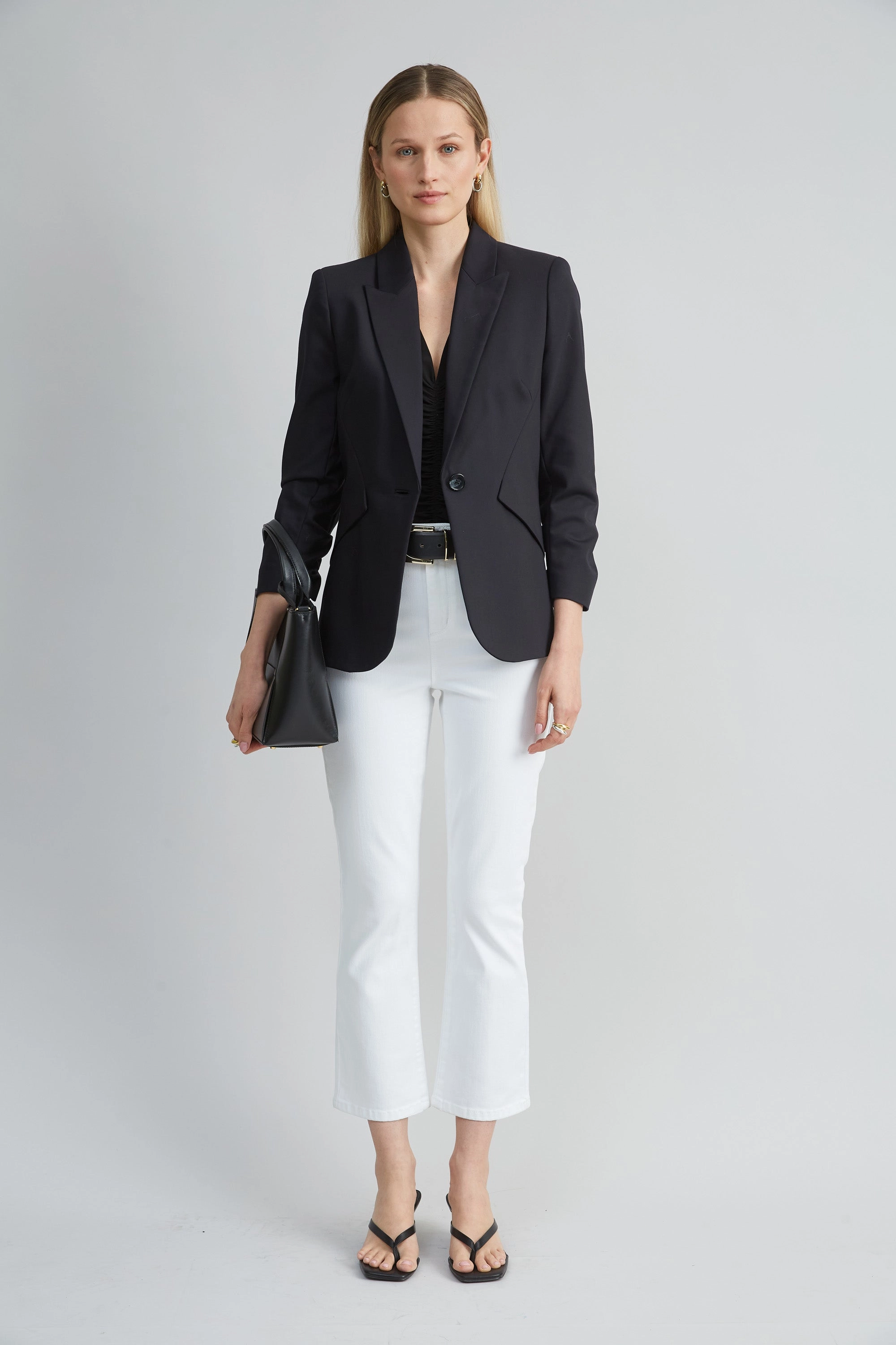 Ruched V-Neck Jersey Knit