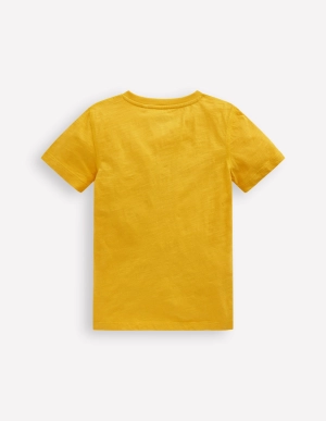 Short Sleeve Henley T-Shirt-Yellow