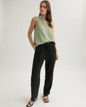 Smocked Waist Trousers - Vintage Black