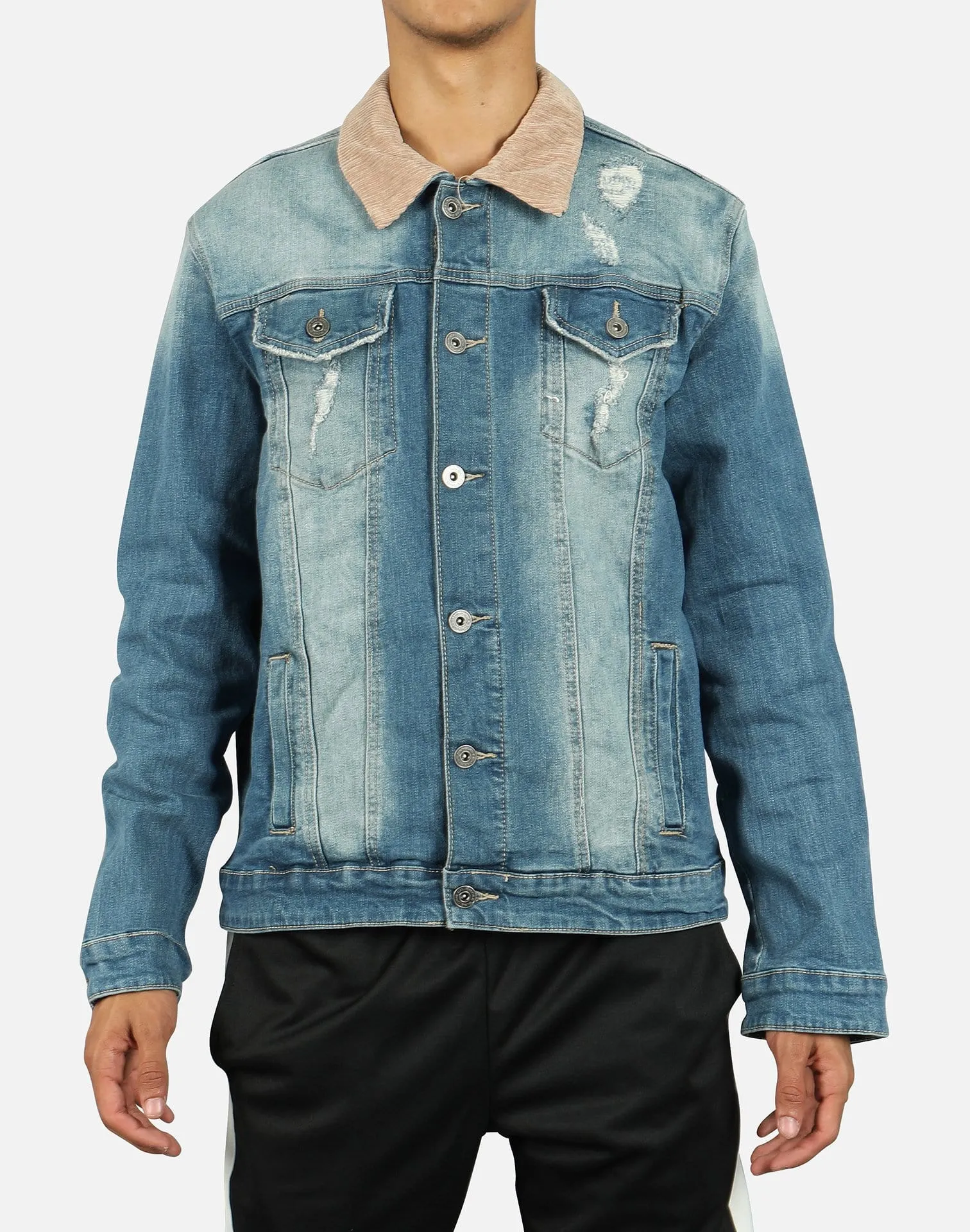 Smoke Rise CORDUROY COLLAR TRUCKER JEAN JACKET