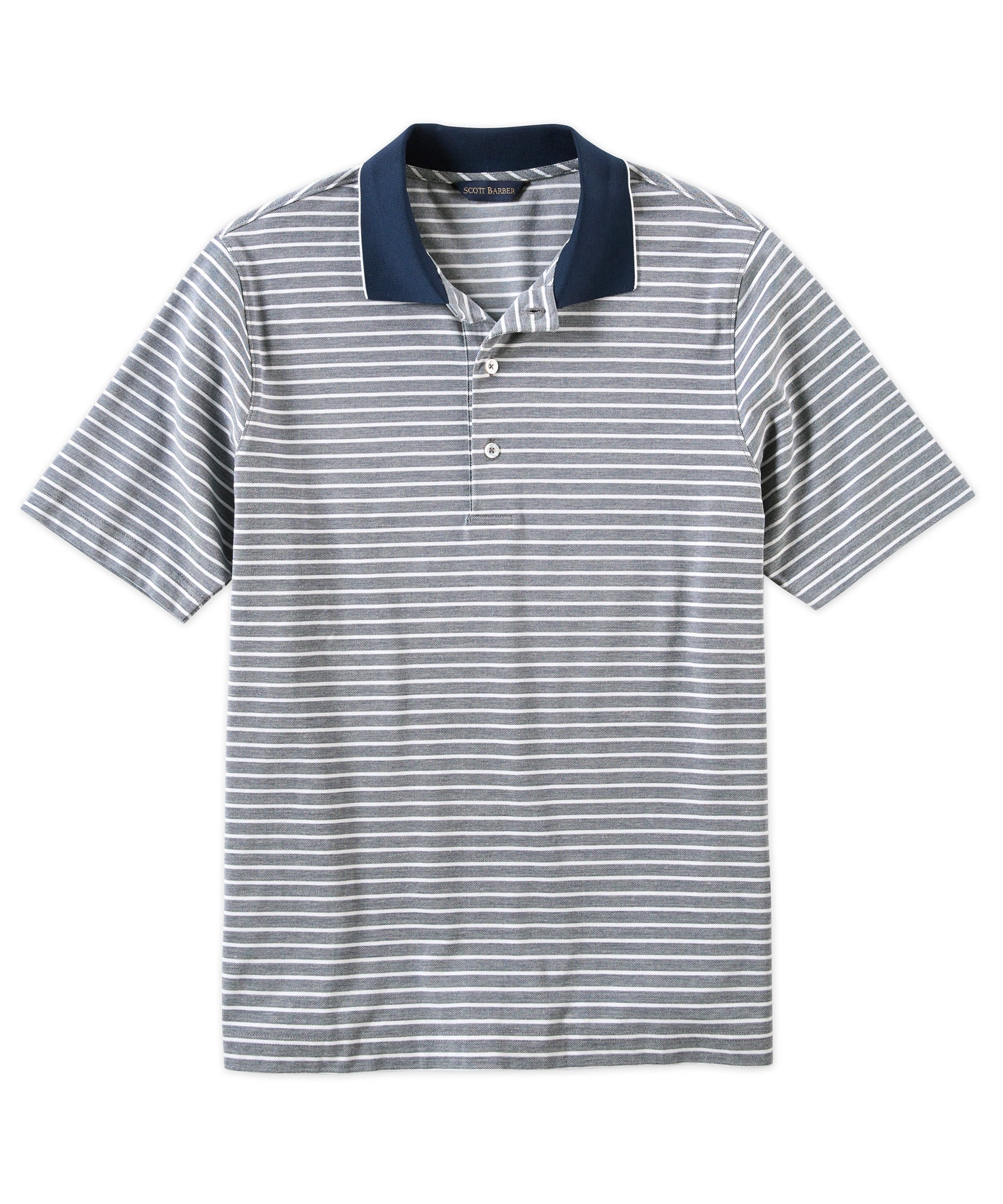 Stretch Cotton Stripe Polo Shirt