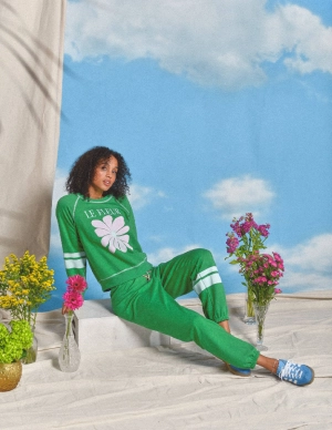 Sundry Basic Double Stripe Sweatpant in Green Garden
