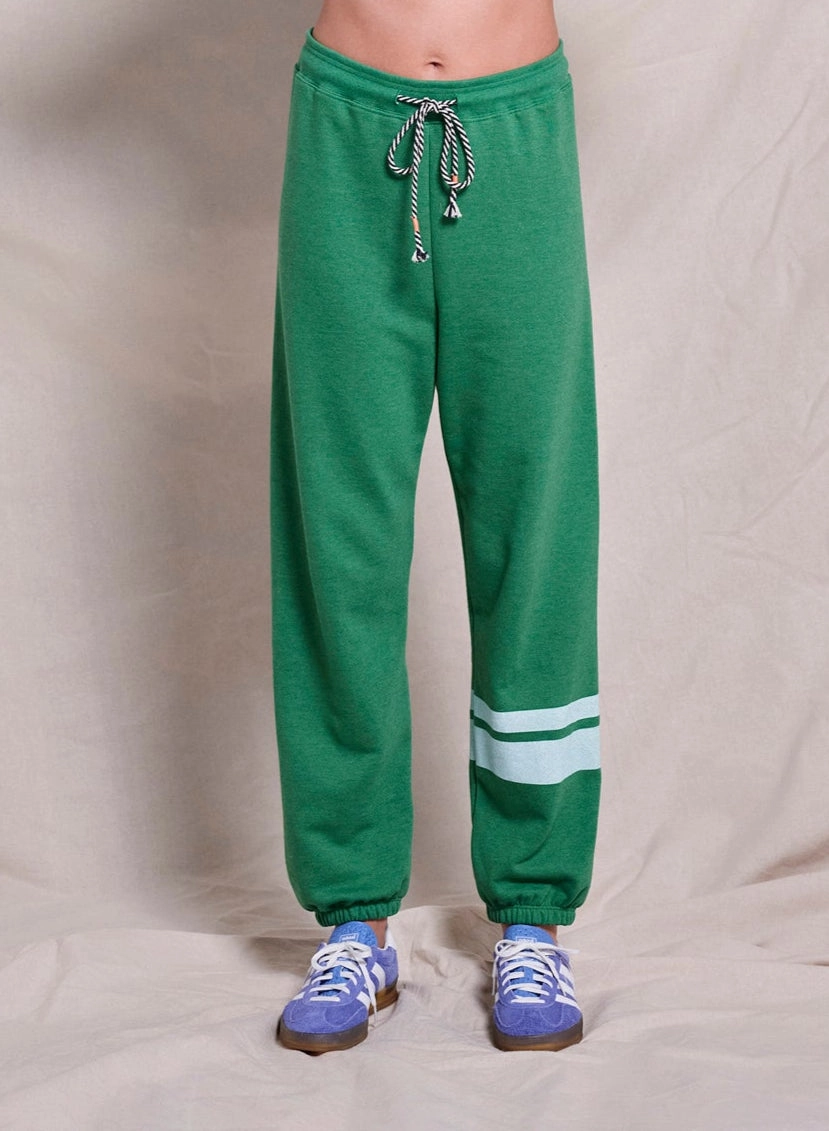 Sundry Basic Double Stripe Sweatpant in Green Garden