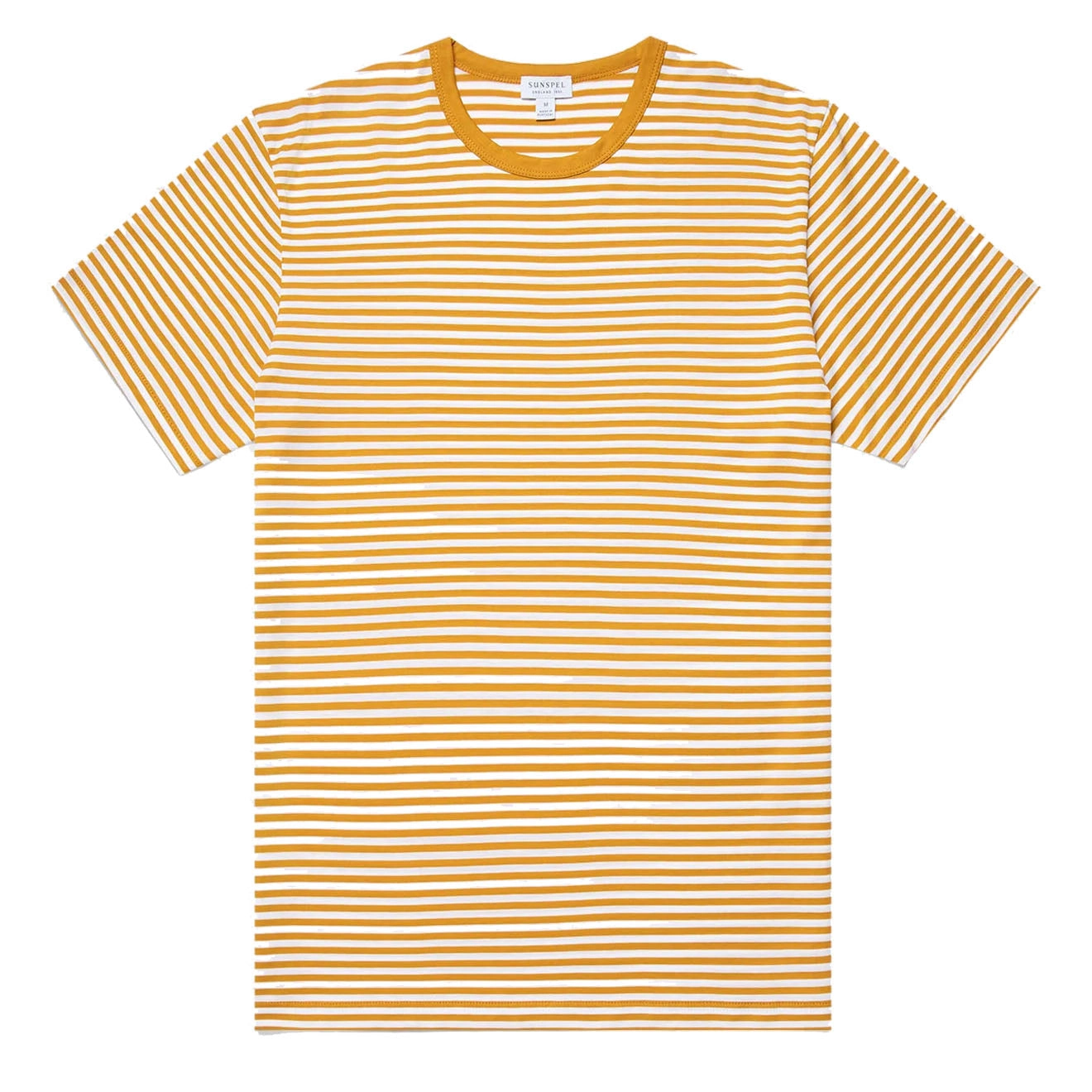 Sunspel S/S Crew Neck T-Shirt White / Cider English Stripe