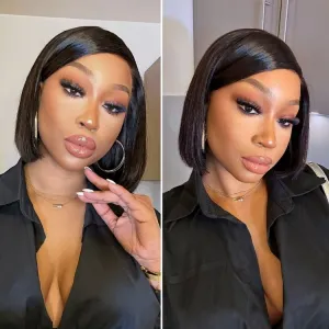 Swoop Bangs Breathable Cap Deep Left C Part Silky Straight Glueless 5x5 Closure Lace Wig
