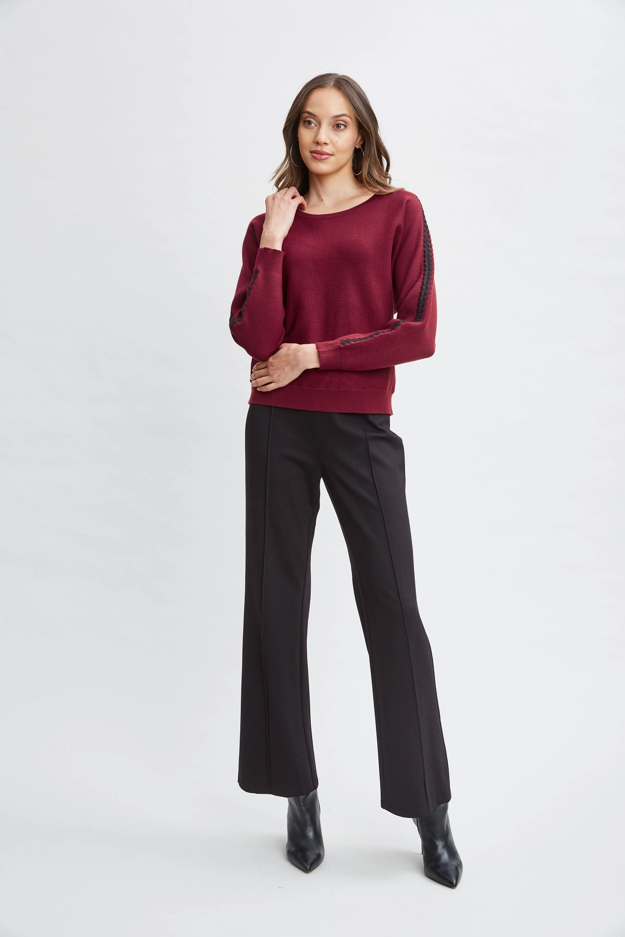 T-Tahari Stitch Sleeve Sweater