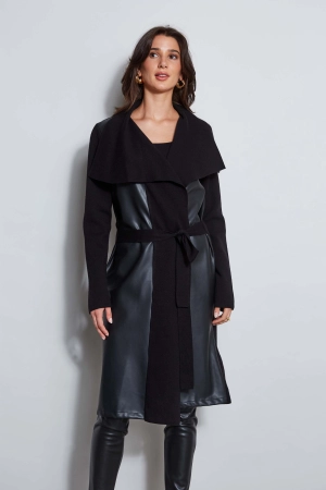 T-Tahari Vegan Leather Knit Jacket