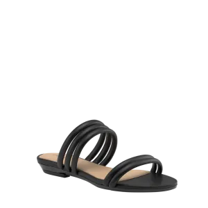 The Slide - Coal Vegan Leather Rope Flat - FINAL SALE