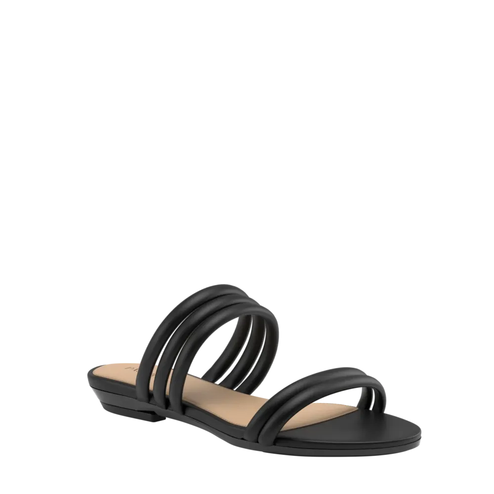 The Slide - Coal Vegan Leather Rope Flat - FINAL SALE