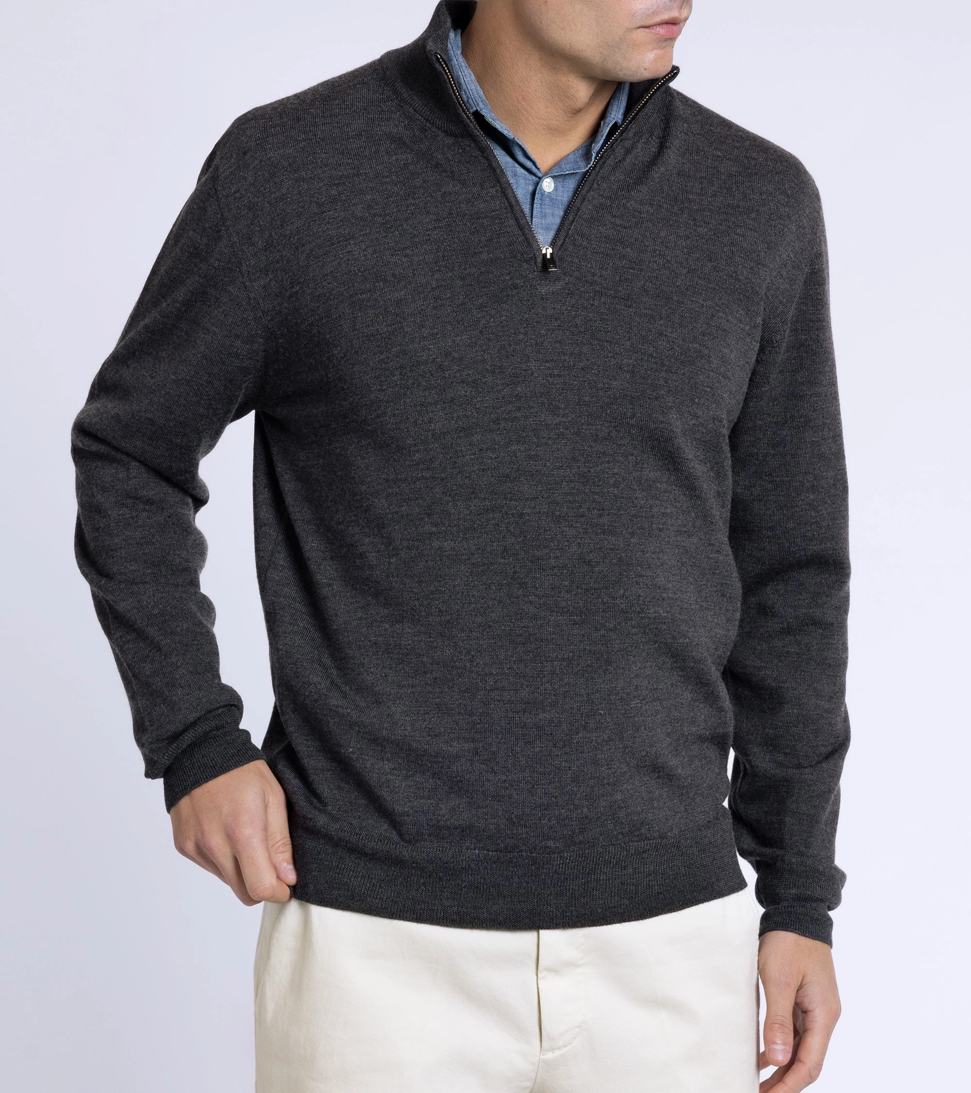 Trunk Trebeck Merino Half Zip Sweater: Charcoal