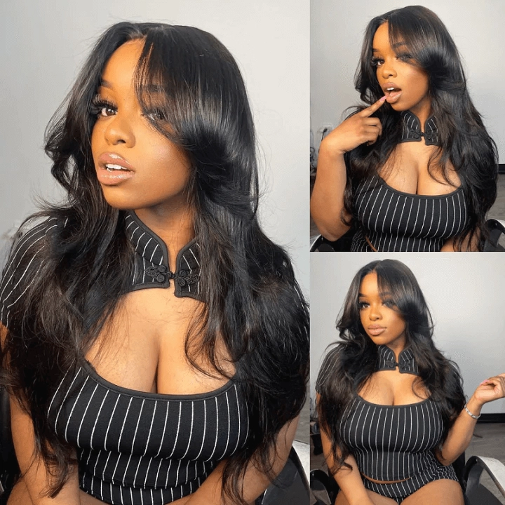 Tuneful Curtain Bangs Body Wave 6x5 Wear Go 13x6 Lace Front 5x5 Lace Closure Human Hair Wigs