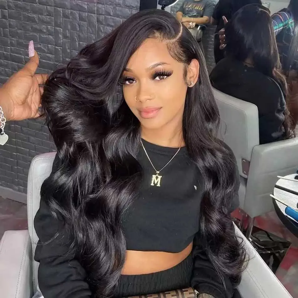 Tuneful Transparent 13x6 Pre Plucked Lace Front Human Hair Wigs Brazilian Body Wave 6x5 Wear Go Wigs