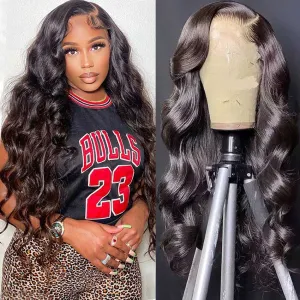 Tuneful Transparent 13x6 Pre Plucked Lace Front Human Hair Wigs Brazilian Body Wave 6x5 Wear Go Wigs