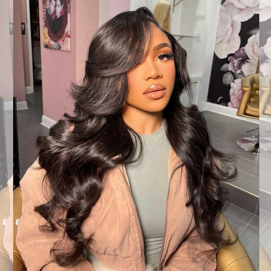 Tuneful Transparent 13x6 Pre Plucked Lace Front Human Hair Wigs Brazilian Body Wave 6x5 Wear Go Wigs