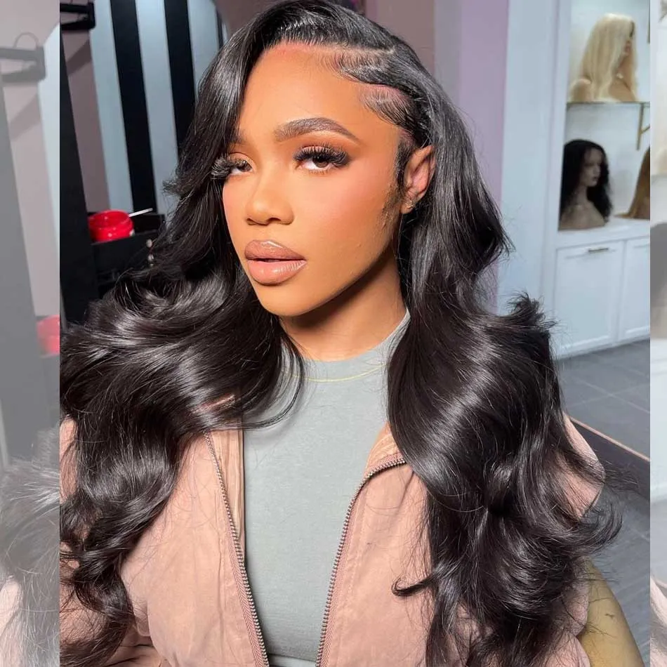 Tuneful Transparent 13x6 Pre Plucked Lace Front Human Hair Wigs Brazilian Body Wave 6x5 Wear Go Wigs