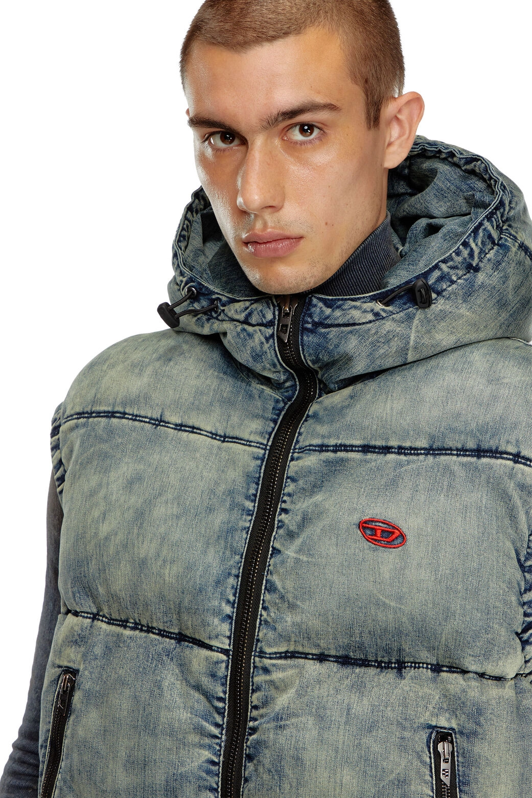 W-Mons-Sl Padded vest in faded denim