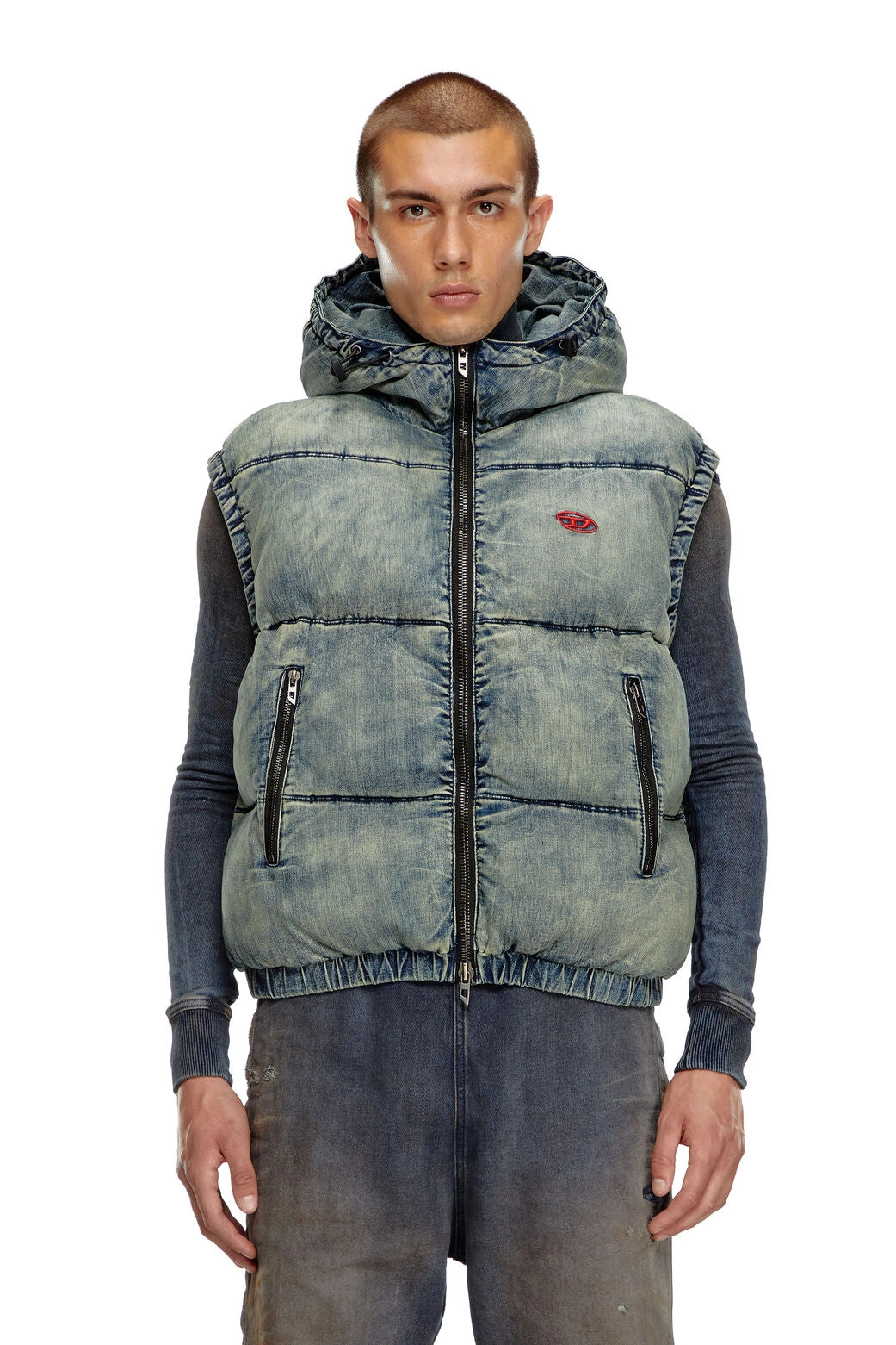 W-Mons-Sl Padded vest in faded denim