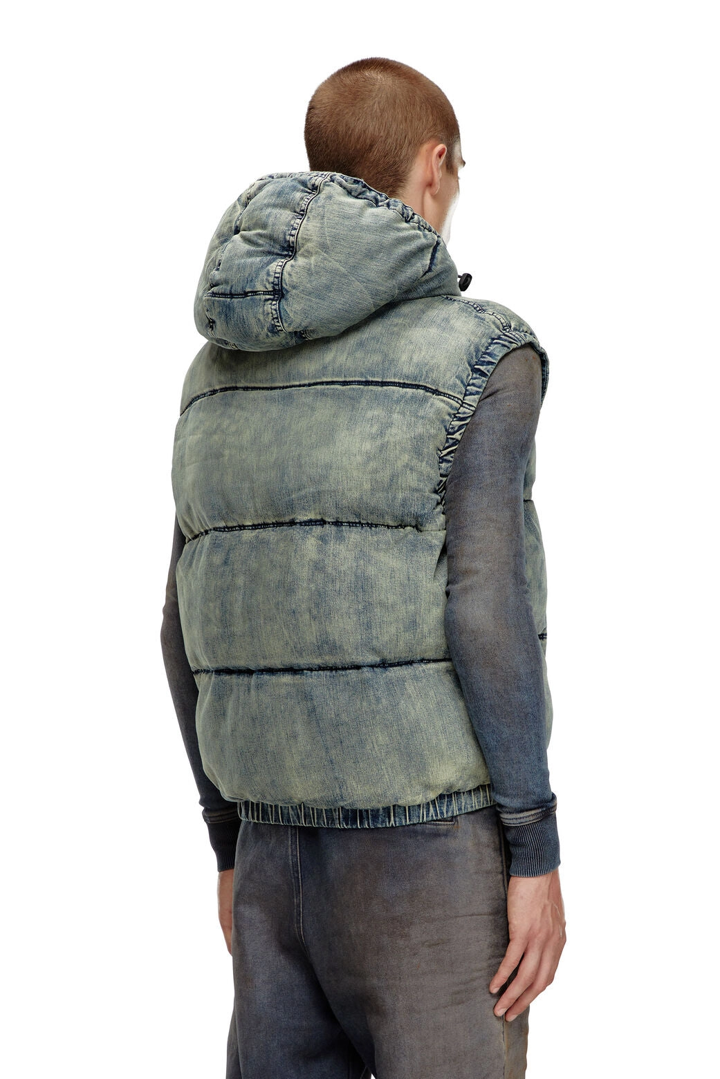 W-Mons-Sl Padded vest in faded denim