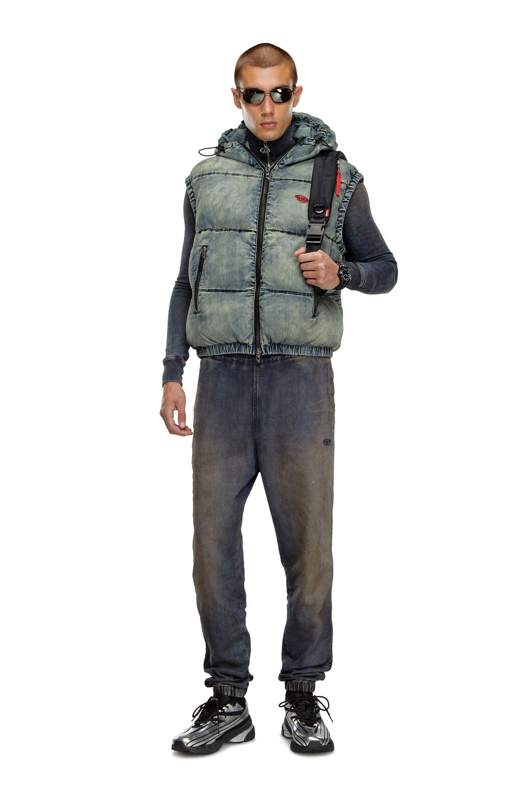 W-Mons-Sl Padded vest in faded denim