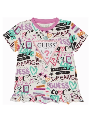White Graffiti Print Logo T-Shirt (2-7)