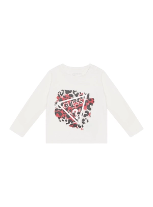 White Multi Leopard Logo T-Shirt (3-18m)