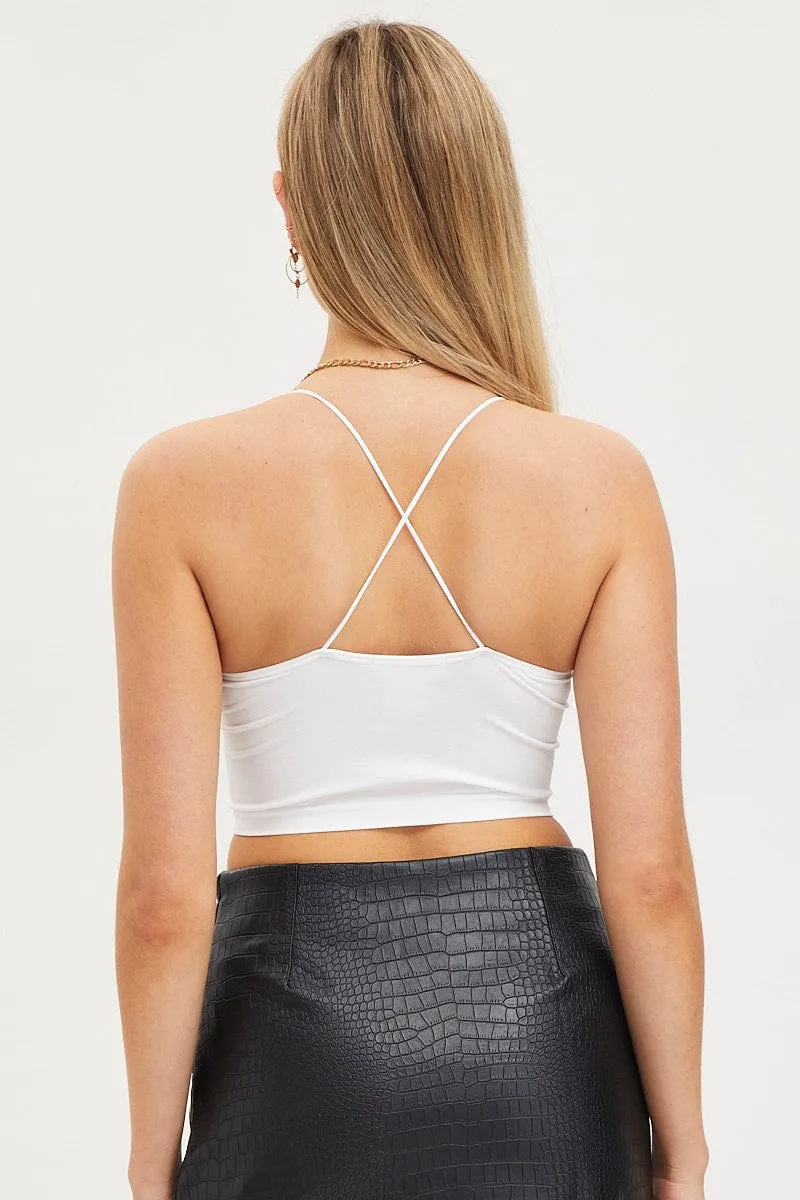 White Singlet Crop Top Seamless