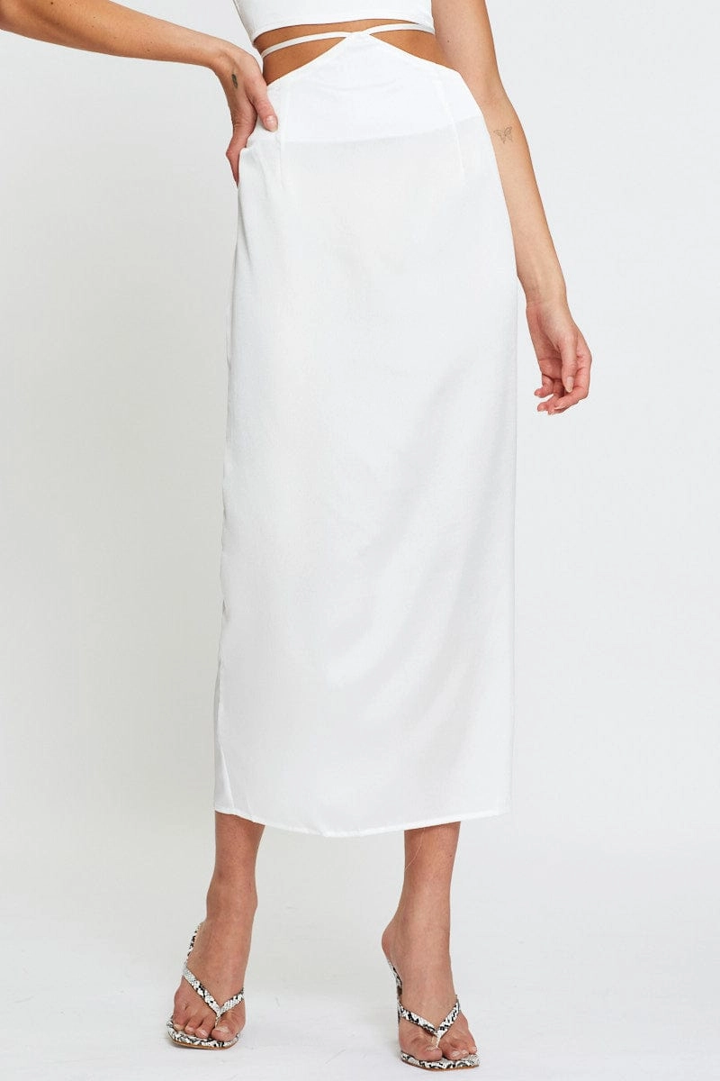 White Slip Skirt Maxi Satin